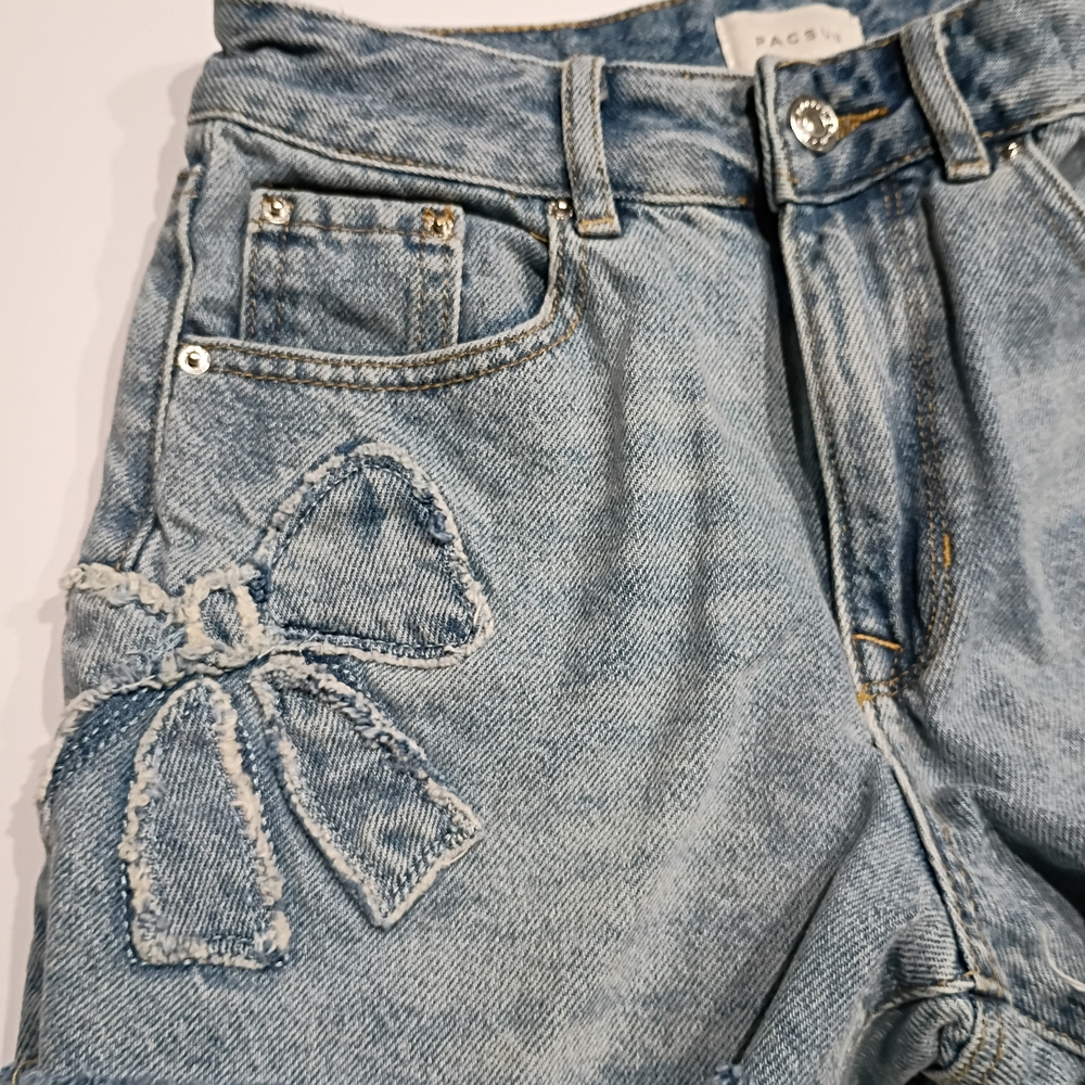 Pacsun High Rise Festival Medium Wash Jeans Shorts - Picture 4 of 7